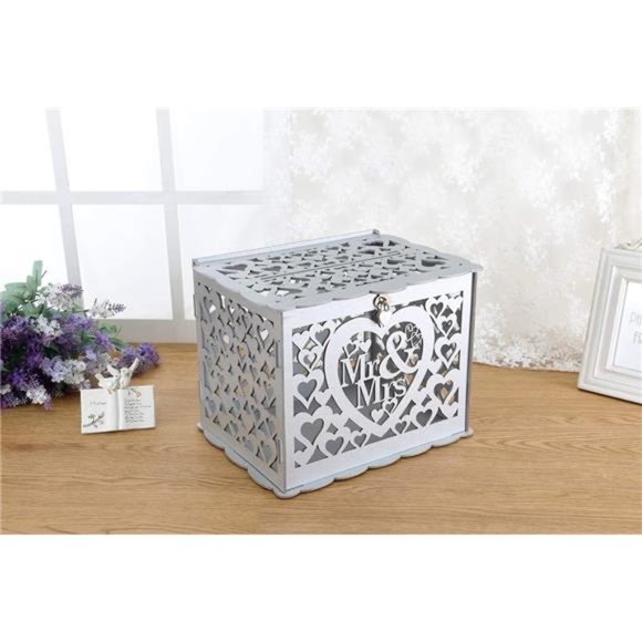 Wedding Money Box Holder with Sign, Large Rustic Wood Wooden DIY Envelop Gift - Picture 5 of 7